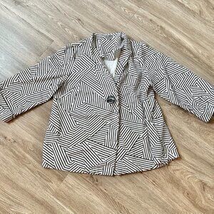 JM Collection Geometric Print Single Button Cardigan Jacket Plus Size 1X